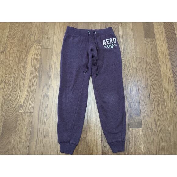 Aeropostale Jogger Sweatpants Women's XS Maroon Drawstring Waist Logo Y2K - Picture 1 of 7